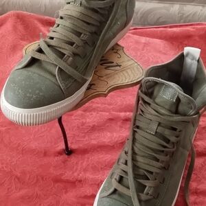 Olive Green High-Top Sneakers
